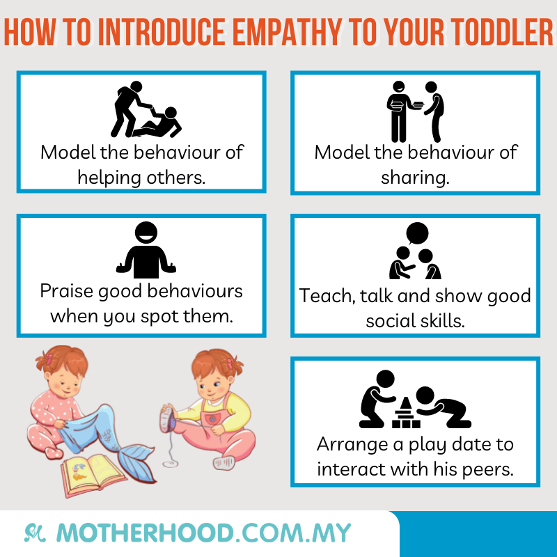 This infographic shares 5 tips on introducing empathy to your toddler.