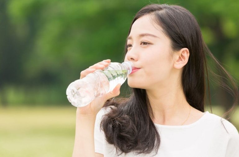 woman drinking water