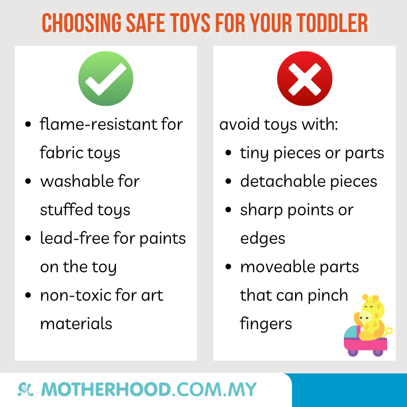 This infographic shares tips on choosing safe toys for your toddler.