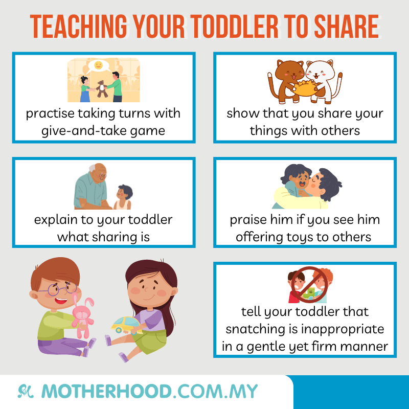 This infographic shares how you can teach your toddler to learn about sharing.