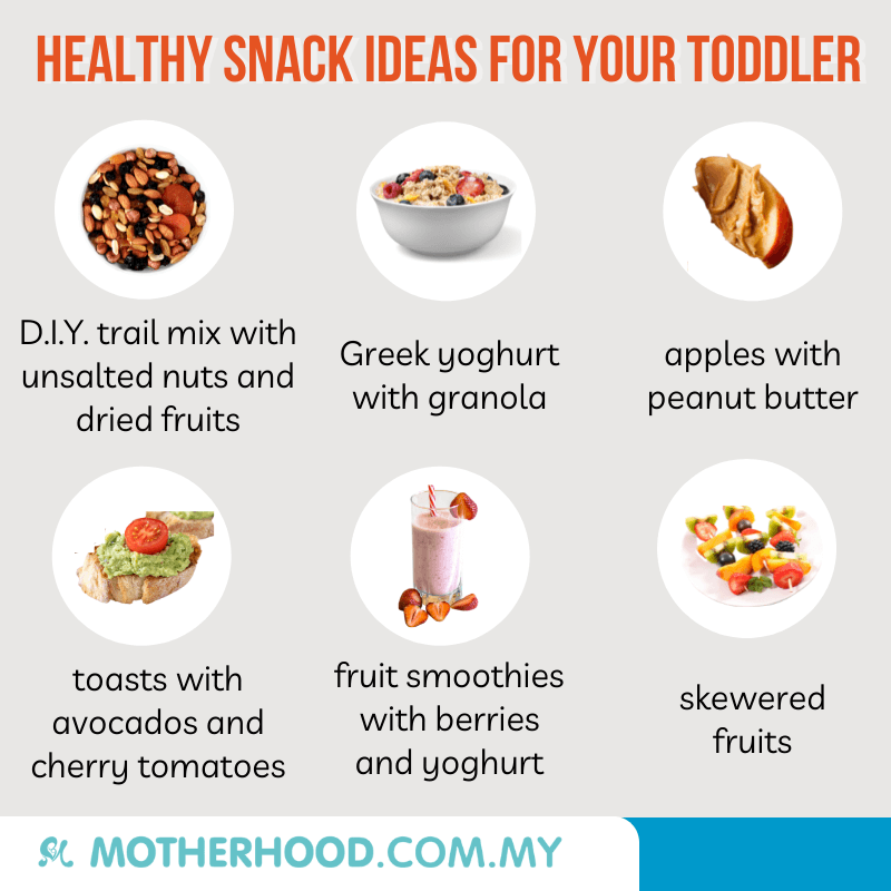 This infographic shares 6 healthy snack ideas for your toddler.