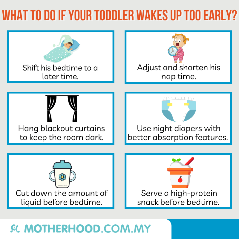 This infographic shares what you can do if your toddler wakes up too early in the morning.