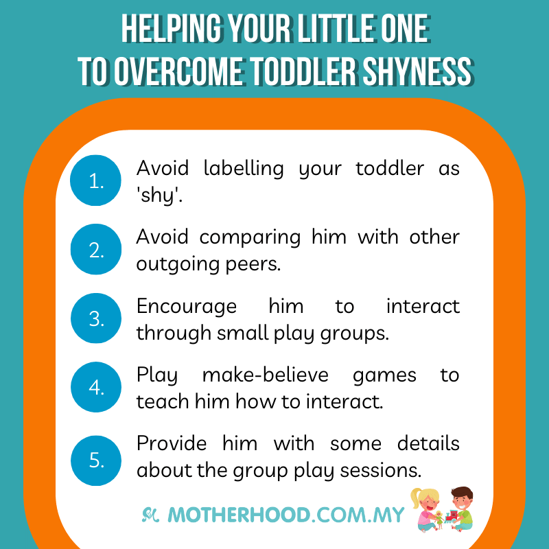 This infographic shares how you can help your toddler to overcome shyness.
