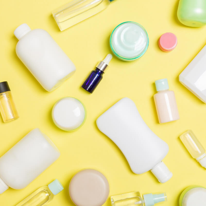 Skincare products and bottles using phthalates