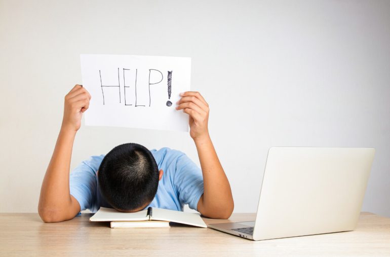 A kid asking for help with learning