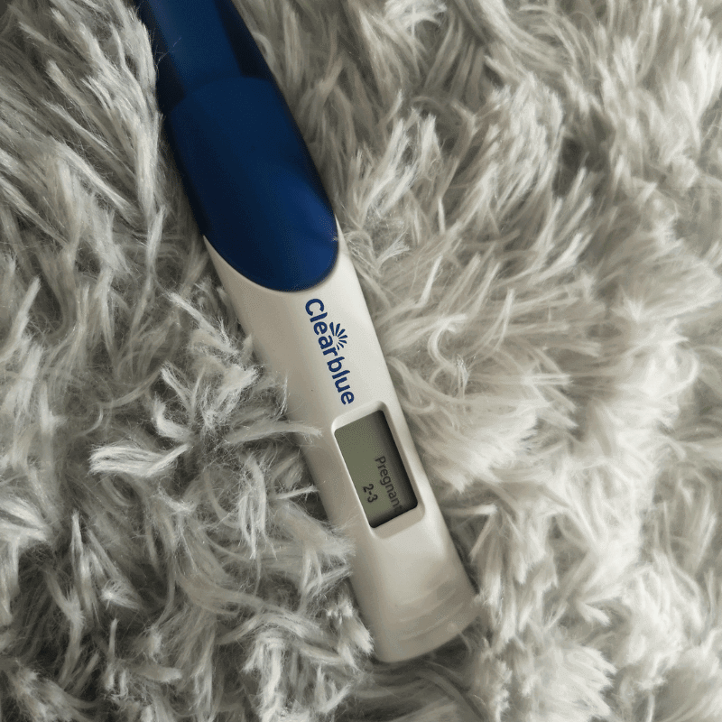 Positive result of Clearblue pregnancy test kit