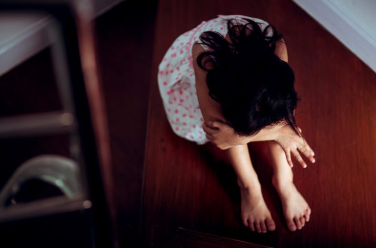 A depressed girl with eating disorders