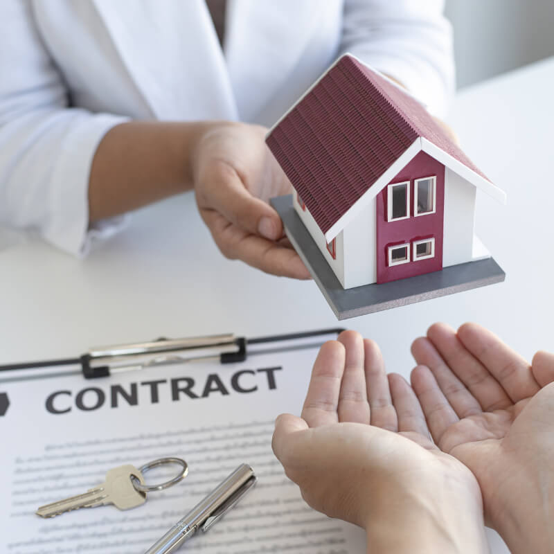 Signing contract to rent a home