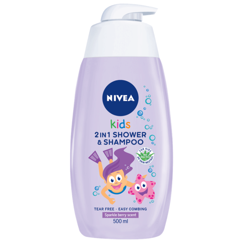 • Nivea Kids 2 in 1 Shower & Shampoo – Sparkle Berry