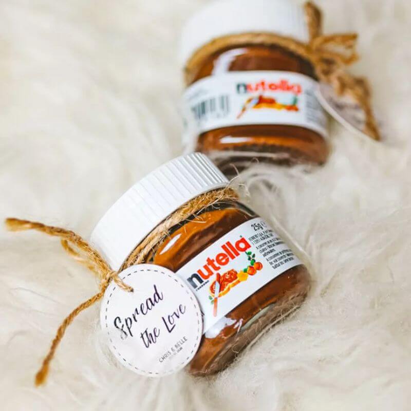 Mini Chocolate Spread Wedding Door Gift by A Little Thing