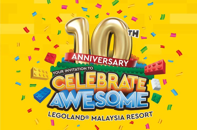 LEGOLAND Malaysia entrance with 10th anniversary celebration banner