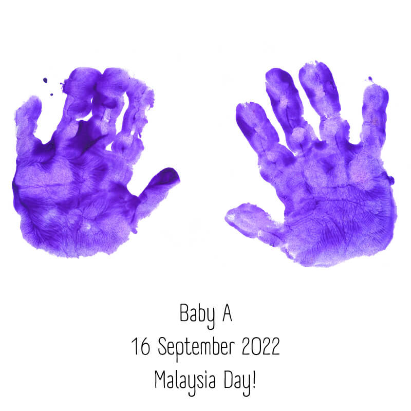 Baby handprints for Malaysia Day