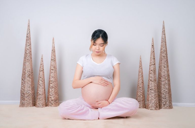 Pregnant woman attending antenatal class in Malaysia to prepare for childbirth