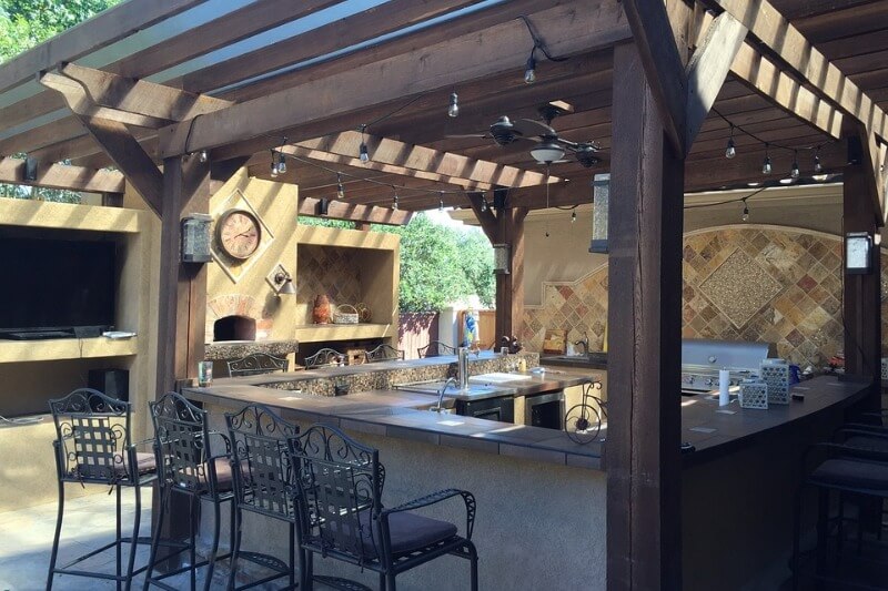 outdoor kitchen with countertops