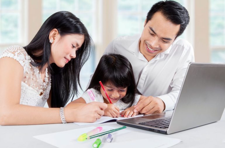 Parents focusing on kid's education