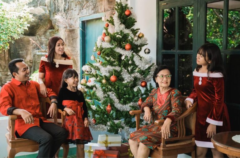 A family celebrating Christmas