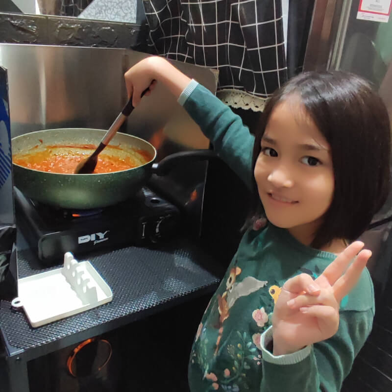 A girl cooking