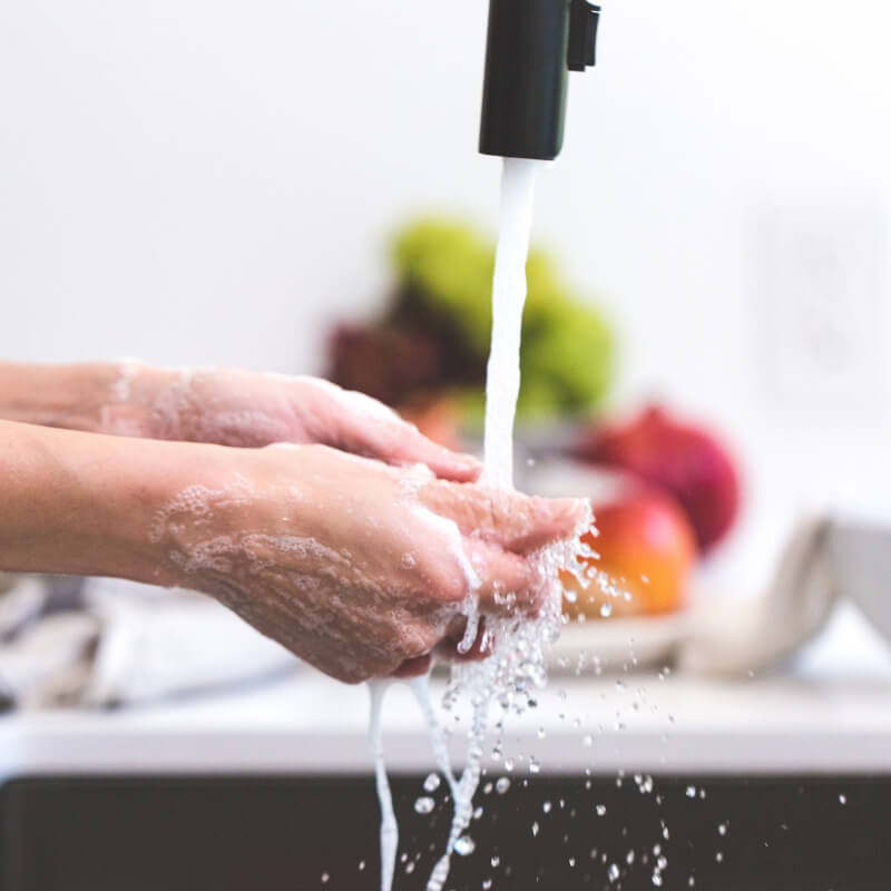 Washing hands before food preparation