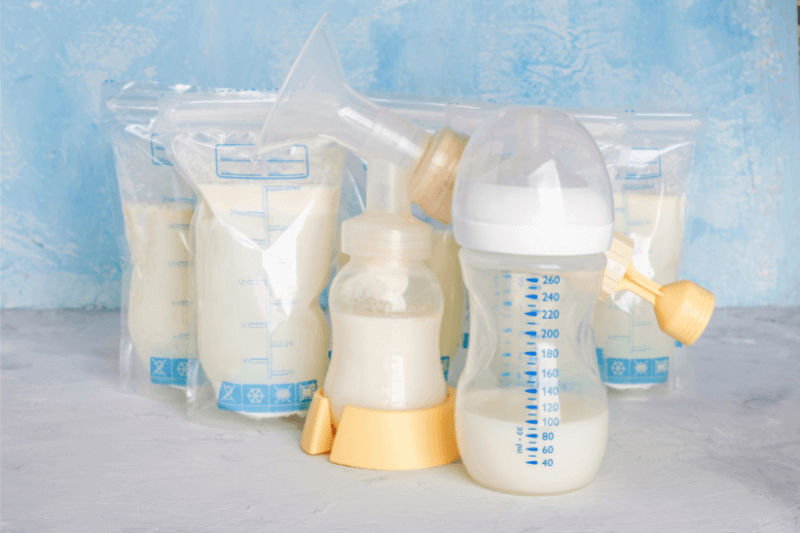 breast milk in bottles and storage bags