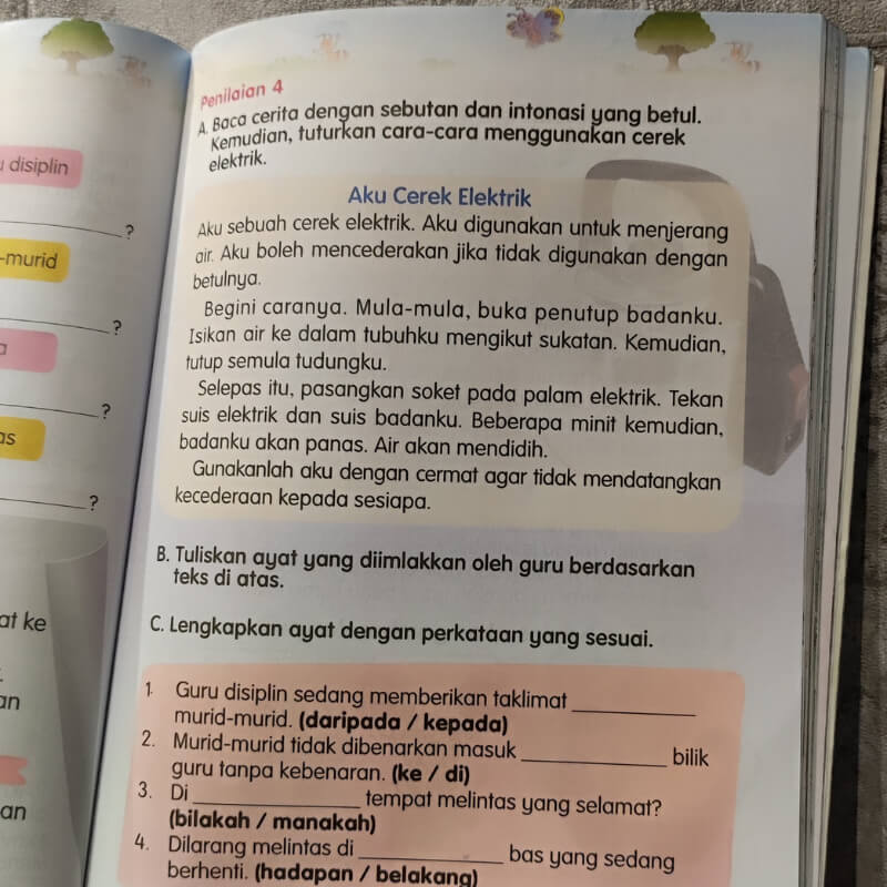Exercise from Bahasa Malaysia textbook