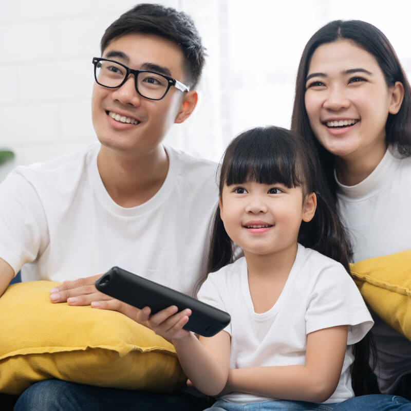 A family watching TV