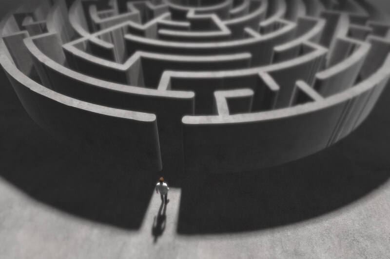 figure going through maze