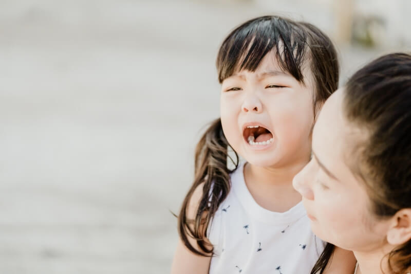 little girl crying tantrum