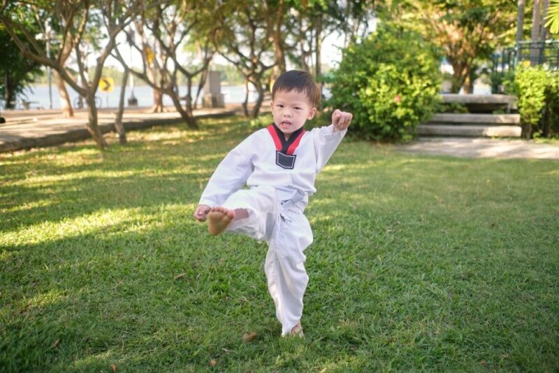 little boy doing martial arts