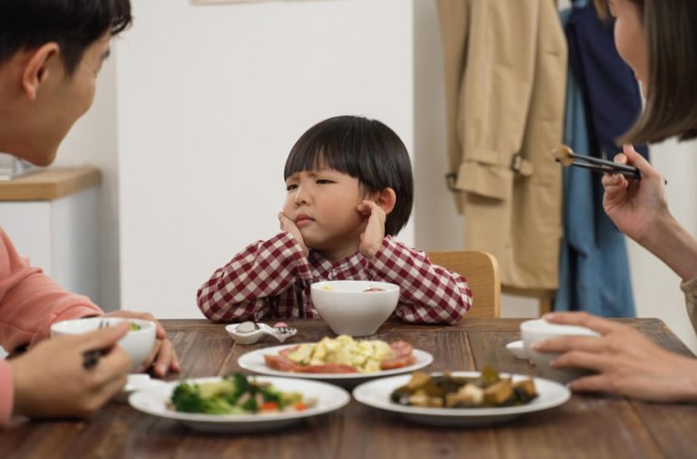 a picky eater refusing to eat