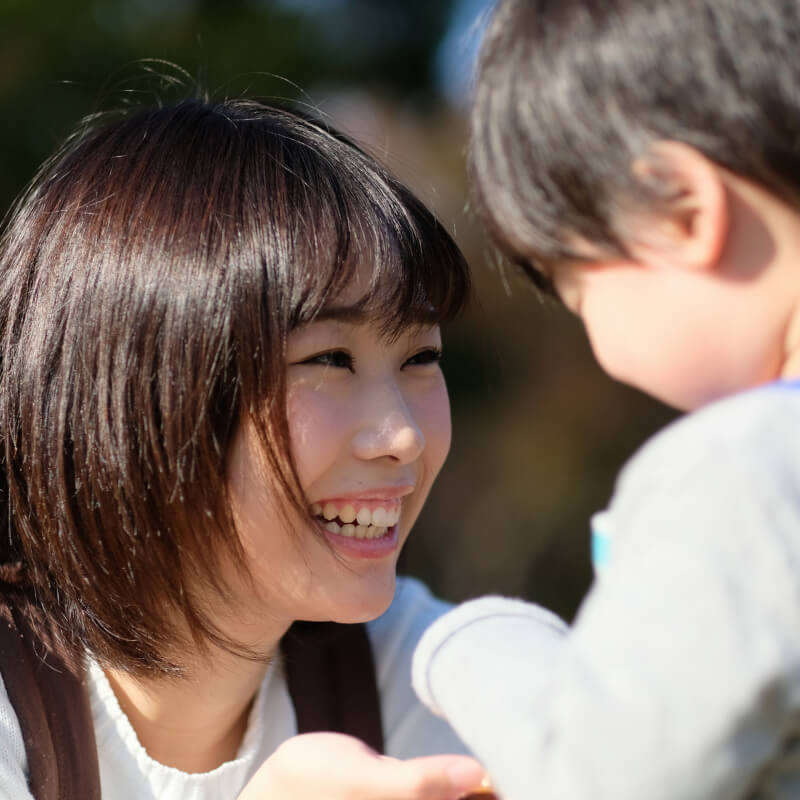 A mum talking to her son