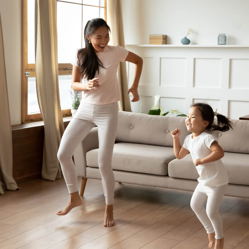 mom and daughter dancing