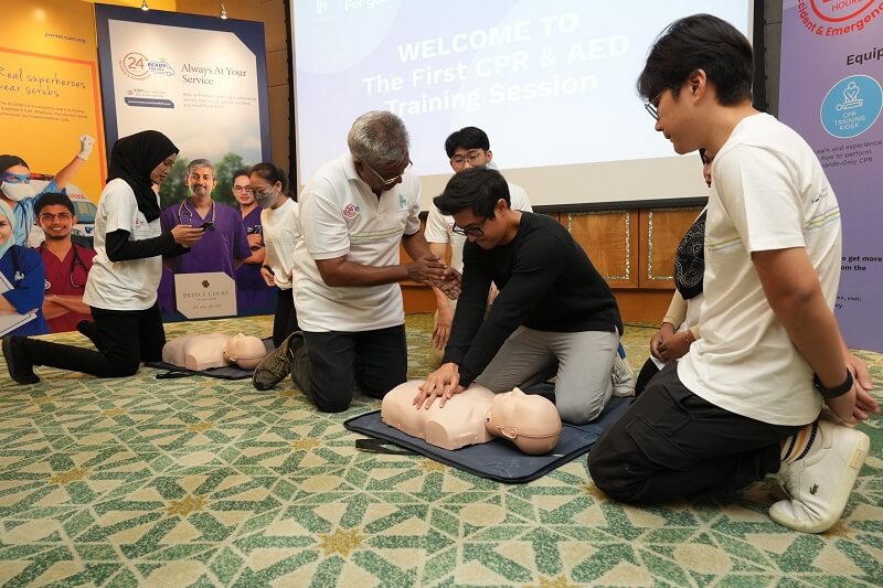 Participants being trained on CPR and the use of AED during the ‘Ready For You’ campaign launch