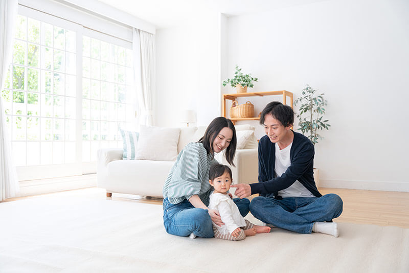 minimalist family happy together