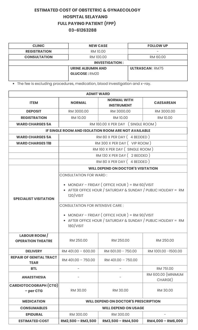 maternity hospital packages Malaysia
