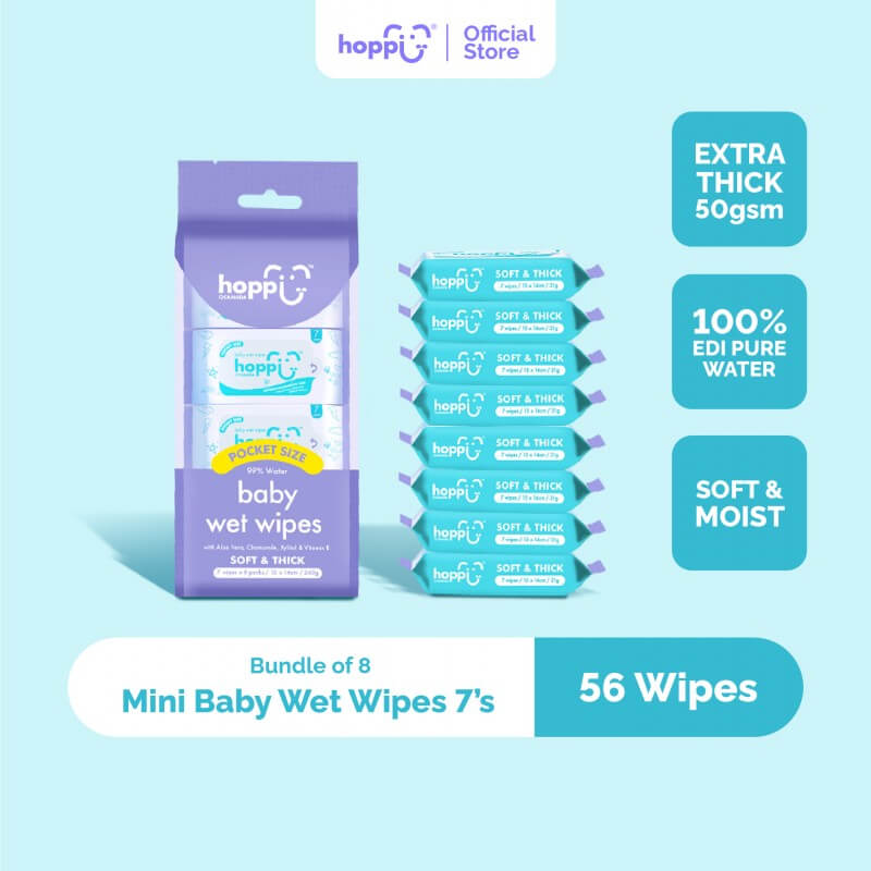 hoppi-premium-99-baby-water-wipes-mini-wipes-pocket-wipes-baby-wipes-wet-wipes-wet-tissue-7-wipes-x-8-packs