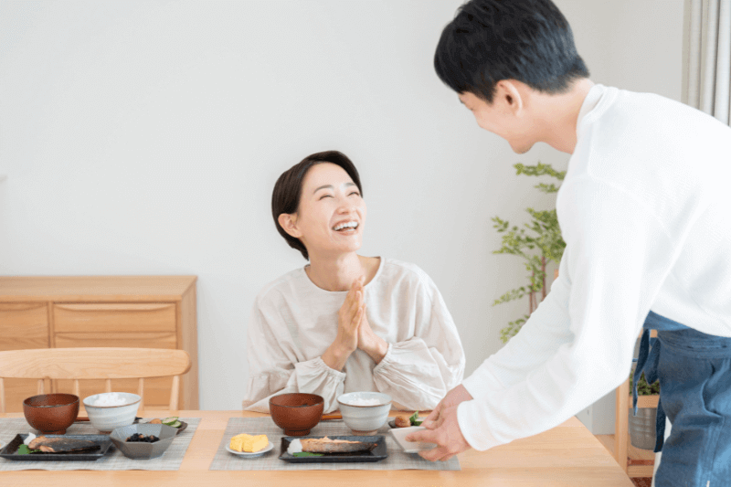 husband preparing food