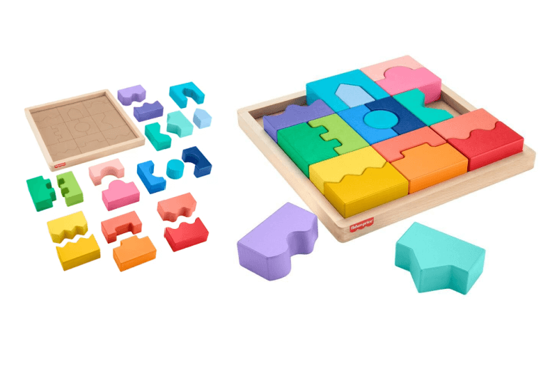 wooden interlocking blocks montessori play for toddlers