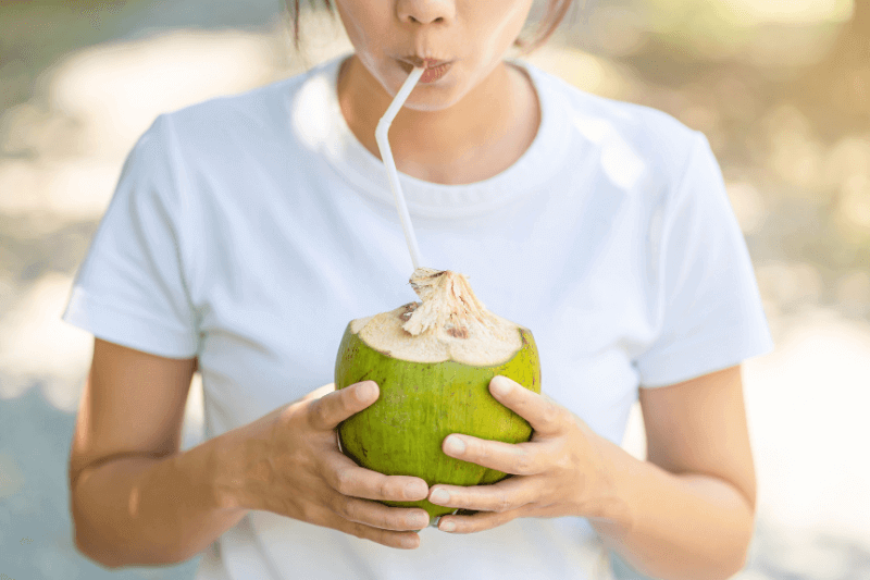 drinking coconut water