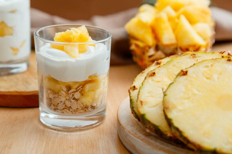 pineapple with oat and yogurt