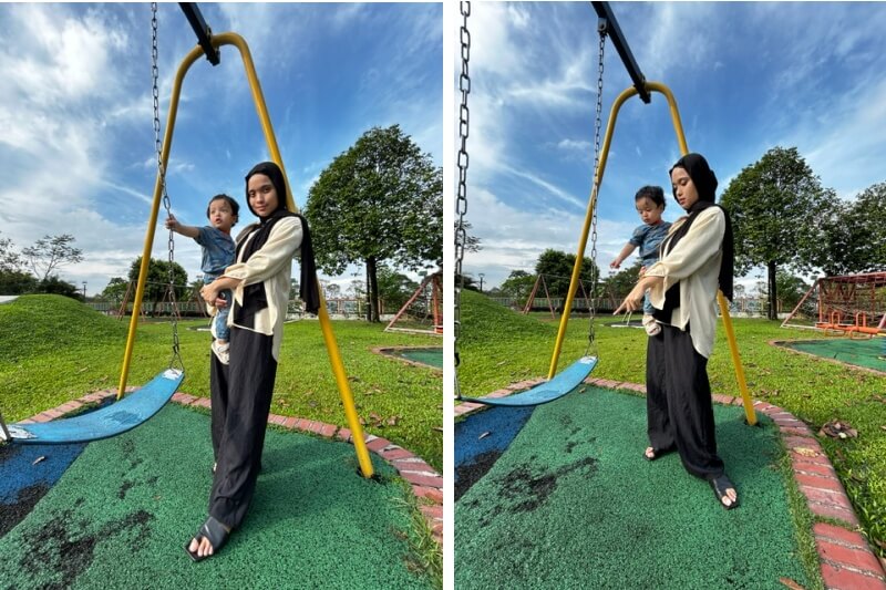 park swing evening playtime with toddler