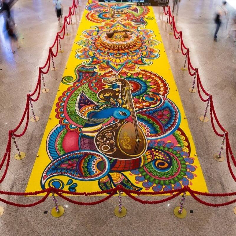 colourful kolam decoration deepavali