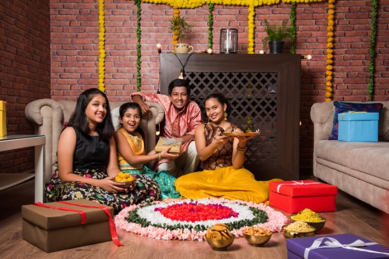 family celebrating deepavali festive season