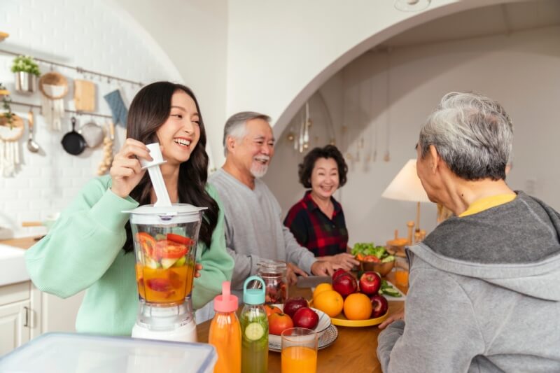 family making healthy meals 