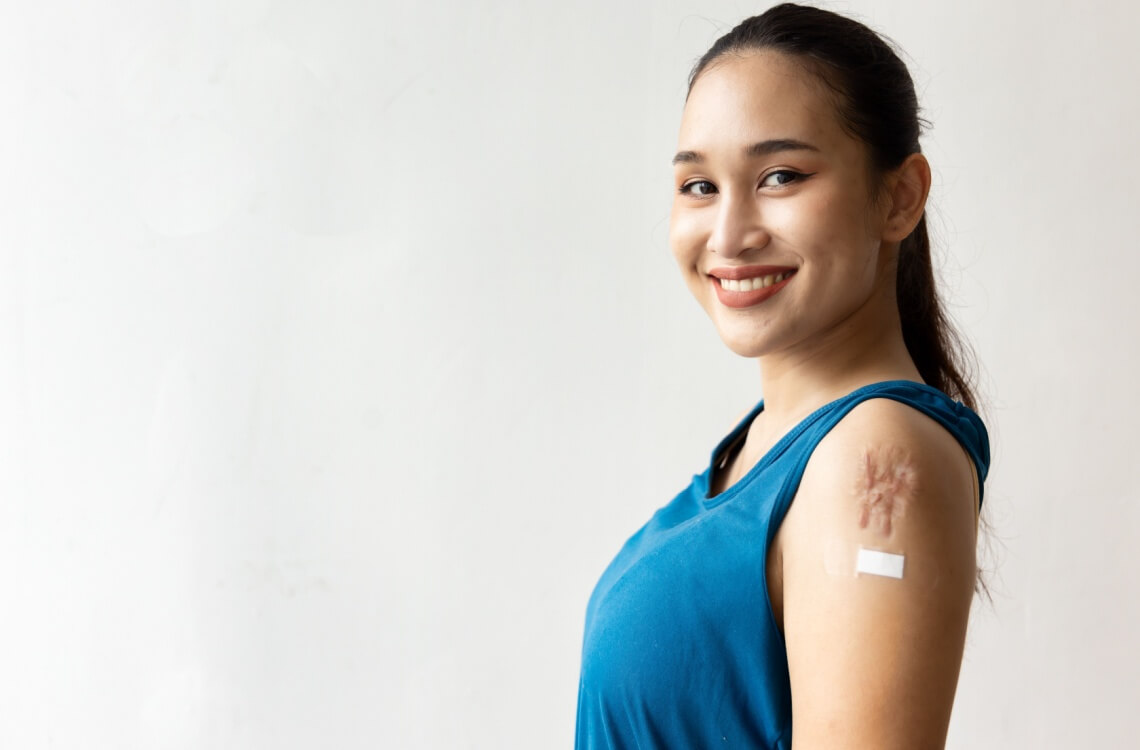 woman with scar on arm