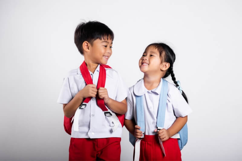 children in school uniform