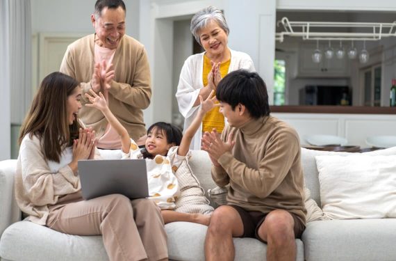 happy asian family enjoying quality time