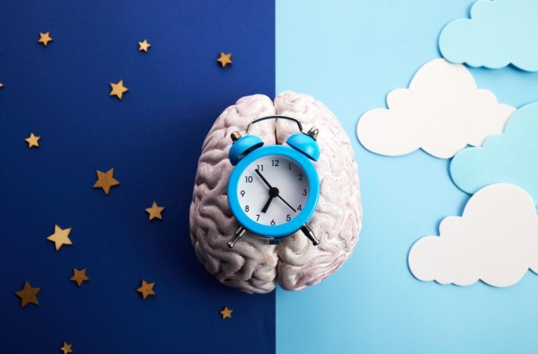 circadian rhythm showcased via alarm clock and images of day and night