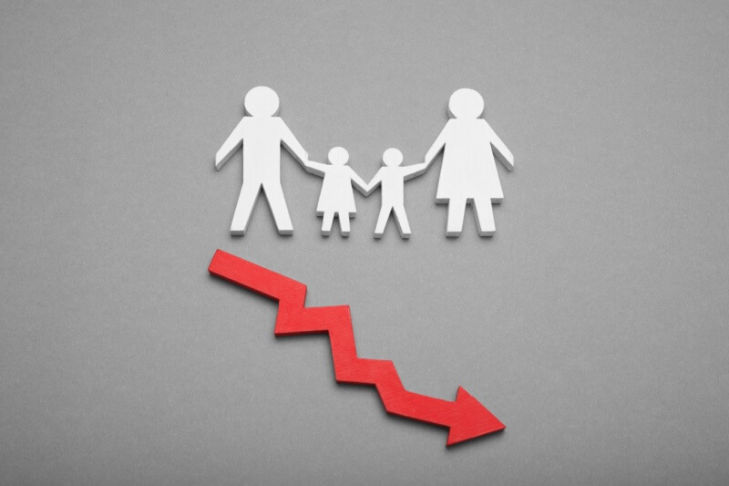 human population fall, fertility decline