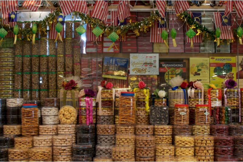 rows of raya cookies for sale at the market