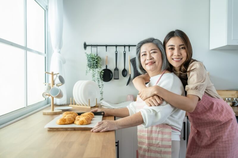 mother and daughter in the kitchen